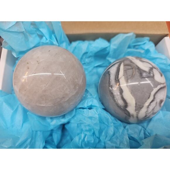 Ocean Jasper Spheres 60mm+ Set Of 2 Random Selection W/stands - Picture 2 of 6